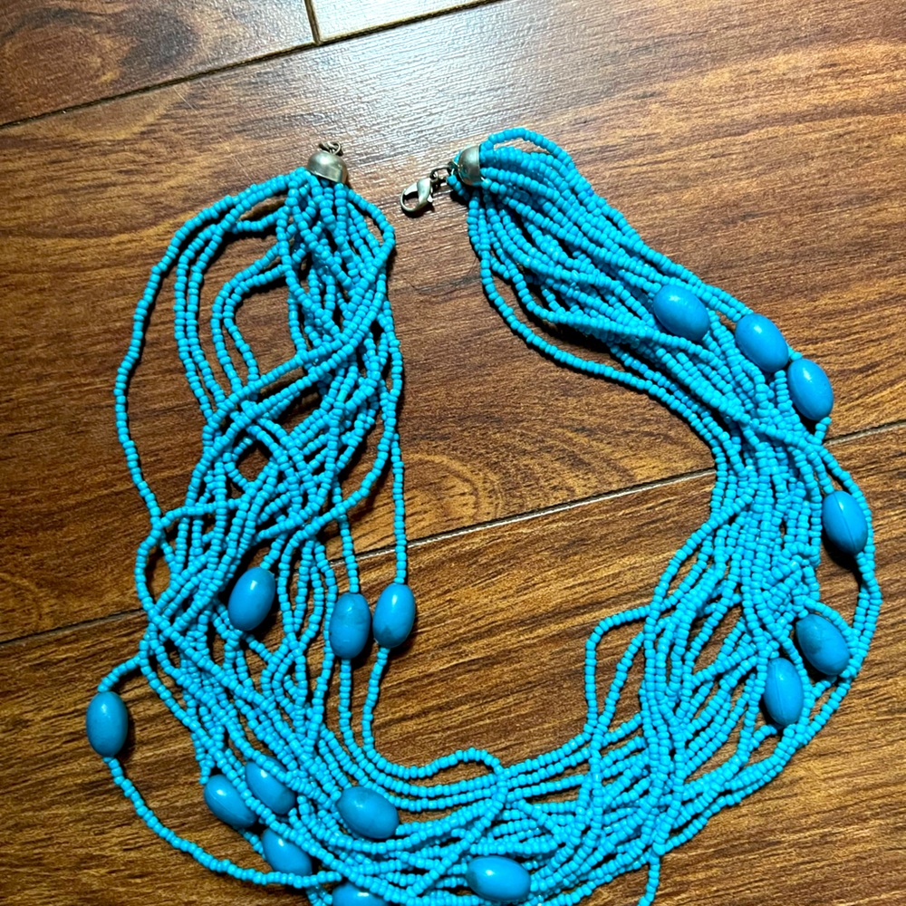 Blue beach style  beaded necklace